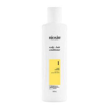 Balsam Profesional Fortifiant Impotriva Ruperii pentru Par Natural cu Aspect Usor Subtiat - Nioxin System 1 Scalp + Hair Conditioner, 300 ml