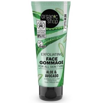 Gomaj Exfoliant pentru Toate Tipurile de Ten cu Aloe Vera si Avocado Organic Shop, 75 ml