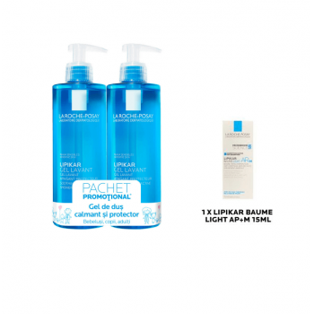 La Roche-Posay Pachet Lipikar Lavant Gel de dus 2 x 750 ml + Lipikar Baume Light AP+M 15 ml