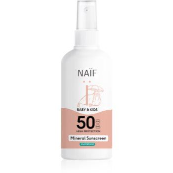 Naif Baby & Kids Mineral Sunscreen SPF 50 0 % Perfume spray protector pentru plajă