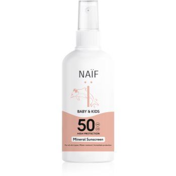 Naif Baby & Kids Mineral Sunscreen SPF 50 spray protector pentru plajă pentru copii