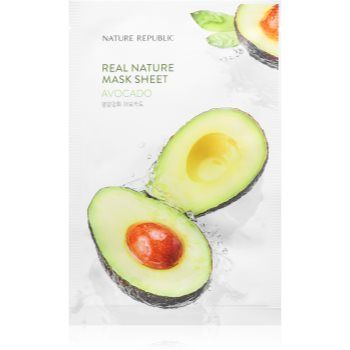 NATURE REPUBLIC Real Nature Avocado Mask Sheet mască textilă nutritivă pentru tenul uscat