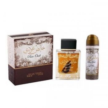 Apa de Parfum Pure Oudi, Lattafa Perfumes, Unisex - 100 ml + Deodorant Spay Lattafa Perfumes, Unisex - 50 ml