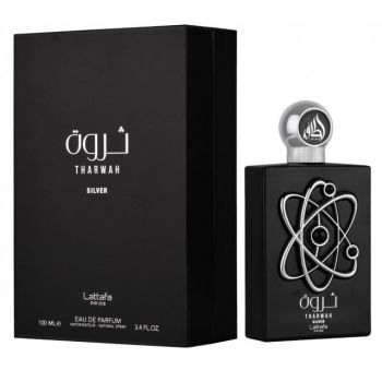 Apa de parfum Tharwah Silver, Lattafa, Barbati - 100 ml