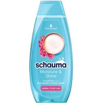 Sampon cu Extract de Apa de Orez si Bujori pentru Par Normal si Uscat - Schauma Moisture & Shine Shampoo with Rice Water & Peony Scent, 400 ml