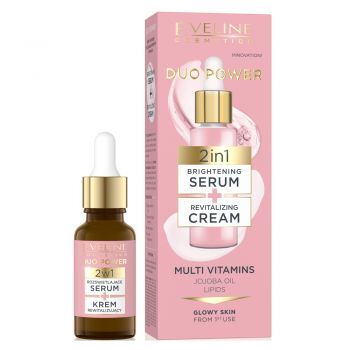 Ser fata 2in1 Eveline Cosmetics, iluminitaor si revitalizant Duo Power, 18ml