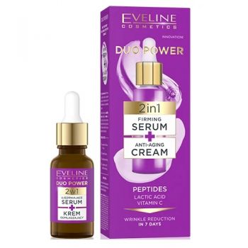 Ser fata 2in1 Eveline Cosmetics pentru fermitate si anti-imbatranire Duo Power, 18ml