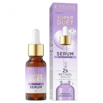 Ser reparator pentru fata Eveline Cosmetics Super Duet cu retinol, 18 ml