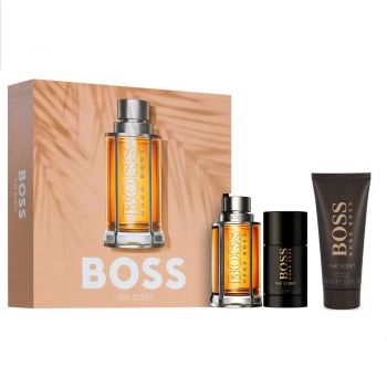 Set Cadou Boss The Scent, Apa de Toaleta, Barbati, 100 ml + Gel de dus, 100 ml + Deodorant stick, 75 ml