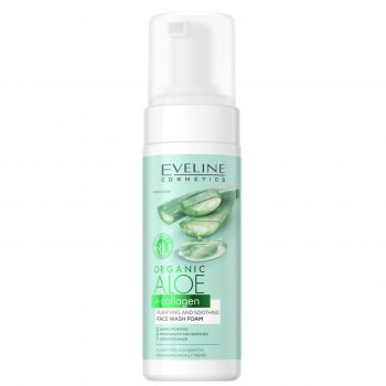 Spuma de curatare Purifianta si Calmanta Eveline Cosmetics Organic Aloe + Collagen, 150 ml