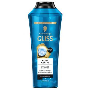 Sampon Hidratant cu Alge Marine si Complex de Hyaluron pentru Par Normal si Uscat - Schwarzkopf Gliss Aqua Revive Moisturizing Shampoo Hyaluron Complex + Marine Algae, 400 ml