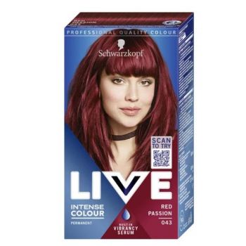 Vopsea de Par Permanenta - Schwarzkopf Live Intense Colour Permanent Built-in Vibrancy Serum, nuanta 043 Red Passion