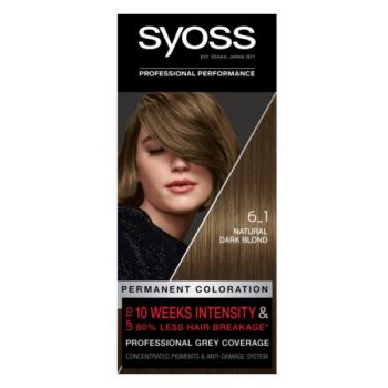 Vopsea de Par Permanenta - Syoss Professional Performance Permanent Coloration Baseline, nuanta 6-1 Natural Dark Blond