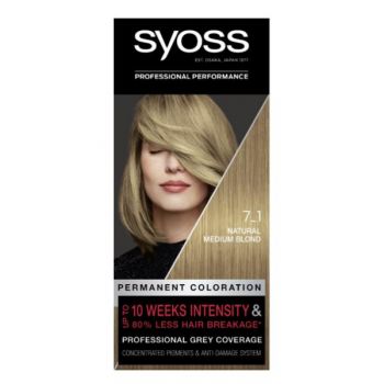 Vopsea de Par Permanenta - Syoss Professional Performance Permanent Coloration Baseline, nuanta 7-1 Natural Medium Blond