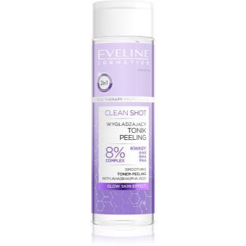 Eveline Cosmetics Clean Shot 8% Complex Of Hydroxy Acids tonic pentru netezire cu efect exfoliant