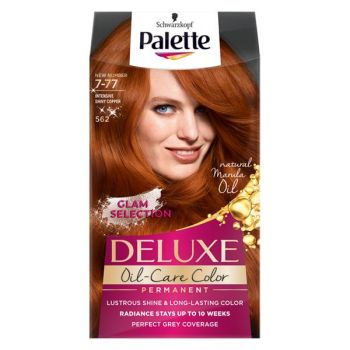 Vopsea de Par Permanenta - Schwarzkopf Palette Deluxe Oil-Care Color Permanent Glam Selection, nuanta 7-77 (562) Intensive Shiny Copper