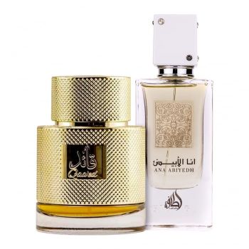 Pachet 2 parfumuri Qaaed 100 ml si Ana Abiyedh White 60 ml