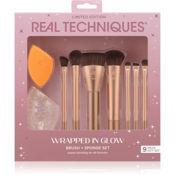 Real Techniques Wrapped In Glow Brush + Sponge Set set perii machiaj