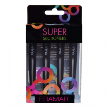 Set clipsuri pentru par Framar Super Sectioners Negru 4 buc