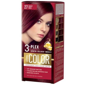 SHORT LIFE - Vopsea Crema Permanenta - Aroma Color 3-Plex Permanent Hair Color Cream, nuanta 27 Deep Red, 90 ml