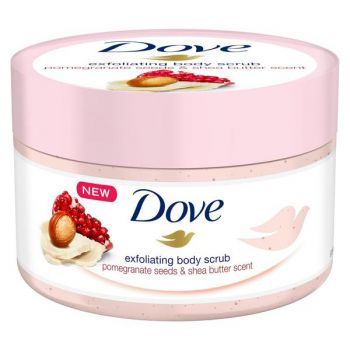 Scrub Exfoliant pentru Corp cu Extract de Seminte de Rodie si Unt de Shea - Dove Exfoliating Body Scrub Pomegranate Seeds & Shea Butter Scent, 225 ml