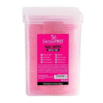 Servetele Unghii Lint Free SensoPRO Milano, 200 buc, Pink Heart