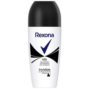 Deodorant Antiperspirant Roll-On pentru Femei - Rexona Women Invisible on Black&White Clothes 48h, 50 ml