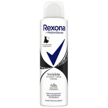 Deodorant Antiperspirant Spray pentru Femei Invizibil - Rexona MotionSense Invisible Black&White 48h, 150 ml