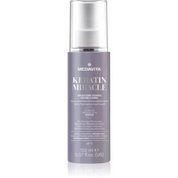 Medavita Keratin Miracle Smoothing Thermo Defence Spray spray cu protecție termică, pentru aranjarea cu placa și cu ondulatorul pentru păr