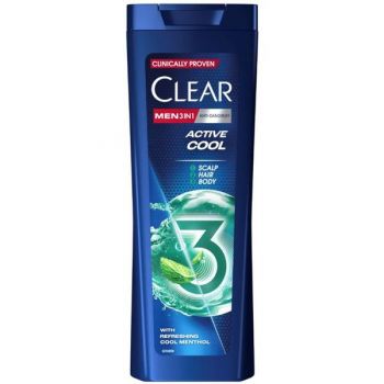 Sampon 3 in 1 pentru Barbati - Clear Men Anti-Dandruff 3 in 1 Active Cool, 360 ml