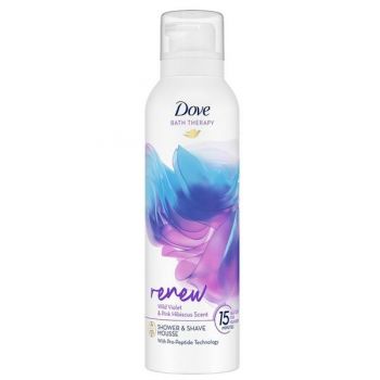 Spuma de Dus - Dove Bath Therapy Renew Wild Violet&Pink Hibiscus Scent Shower&Shave Mousse, 200 ml