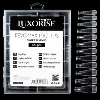 Tipsuri Reutilizabile REVOMAX PRO TIPS LUXORISE Short Almond pentru Polygel si gel, 120 buc