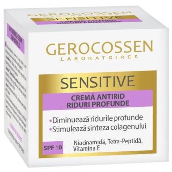 Crema Antirid Riduri Profunde - Gerocossen Sensitive SPF 10, 50 ml