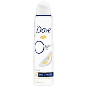 Deodorant Spray 0% Saruri de Aluminiu - Dove 0% Aluminium Salts Original Zinc Complex, 150 ml