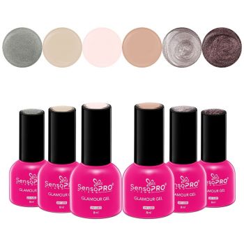 Set 6 Oje Semipermanente Glamour 8ml SensoPRO Milano, Desert Glow