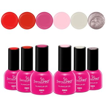 Set 6 Oje Semipermanente Glamour 8ml SensoPRO Milano, Red-y or Not