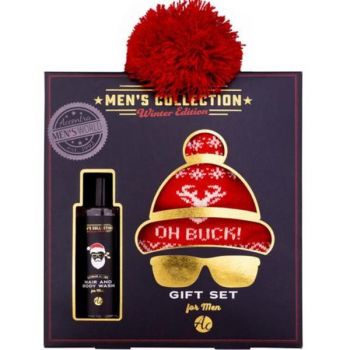 Set cadou de îngrijire pentru barbati Men'S Collection Winter Edition, Gel de dus 150 ml & Sampon  2în1, Caciula tricotata