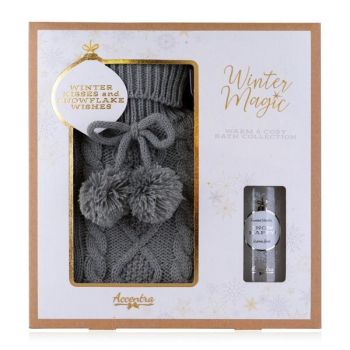 Set cadou Winter Magic cu Spuma de baie 100 ml si Sticla pentru apa calda