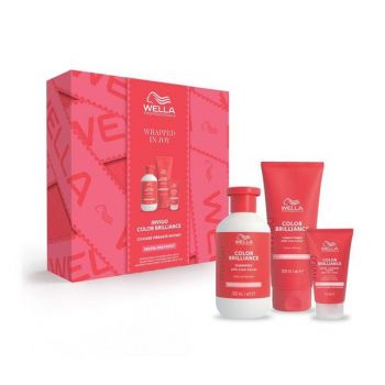 Set Profesional de Mentinere a Culorii pentru Par Vopsit (Fin/Normal) - Wella Professionals Invigo Color Brilliance, Editie Limitata, 300 ml + 200 ml + 75 ml