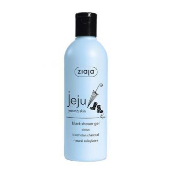 SHORT LIFE - Gel de Dus cu Carbune - Ziaja Jeju Blue Young Skin Black Shower Gel, 300 ml