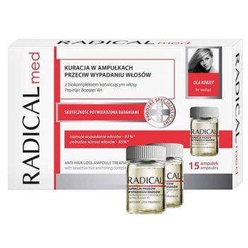 Tratament Fiole Impotriva Caderii Parului pentru Femei - Farmona Radical Med Anti Hair Loss Ampoule Treatment for Women, 15 x 5 ml