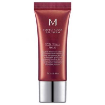 Crema BB cu Protectie Ridicata - Missha BB Cream M Perfect Cover SPF42/PA+++, nuanta 13/Bej Stralucitor, 20 ml