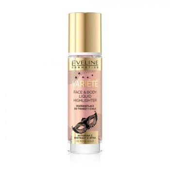 Iluminator lichid Eveline Cosmetics Variete Iluminator Lichid Fata & Corp 02 Rose Gold, 30 ml