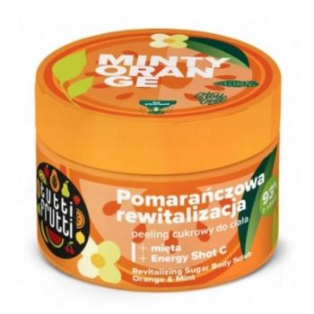 Scrub Revitalizant de Corp cu Portocale si Menta - Tutti Frutti Revitalizing Sugar Body Scrub Orange & Mint, Farmona, 300 g