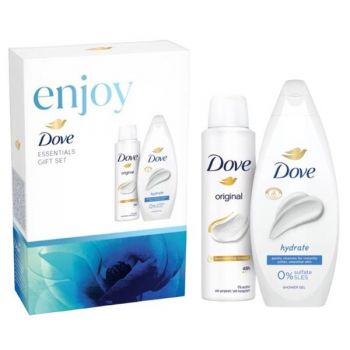 Set Cadou Dove Enjoy Essentials Gift Set - Gel de Dus Hydrate Shower Gel, 250 ml + Deodorant Spray Original, 150 ml