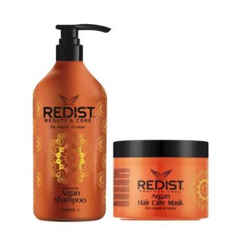 Set Cadou Profesional cu Argan, Redist, Sampon 1000 ml, Masca 500 ml