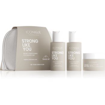 ICONIQUE Professional STRONG LIKE YOU Repair & Strengthening Set: Shampoo 70 ml, conditioner 70 ml & Seturi pentru voiaj pentru par deteriorat