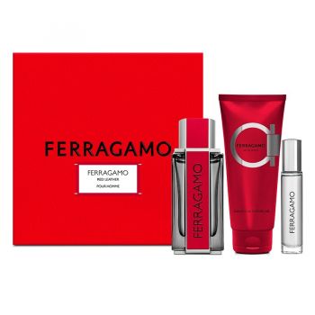 Salvatore Ferragamo, Ferragamo Red Leather, Barbati, Apa de Parfum, 100 ml, Gel de dus 100 ml + Apa de Parfum, 50 ml