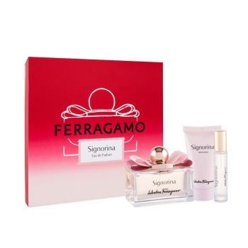 Set cadou Salvatore Ferragamo Signorina, Femei, Apa de Parfum, 100 ml + Lotiune de corp, 50ml + Apa de Parfum, 10 ml