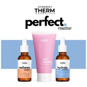 Set Perfect Routine - Synergy Therm: Ser Antioxidant Radiance Serum, 30 ml + Crema Daily Use Sunscreen, SPF 50+, 50 ml + Ser Hydrate Serum, 30 ml